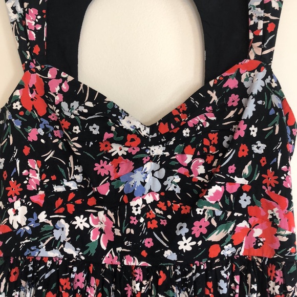 Free People dress, multi color floral print on black background, size 10 - Picture 4 of 15